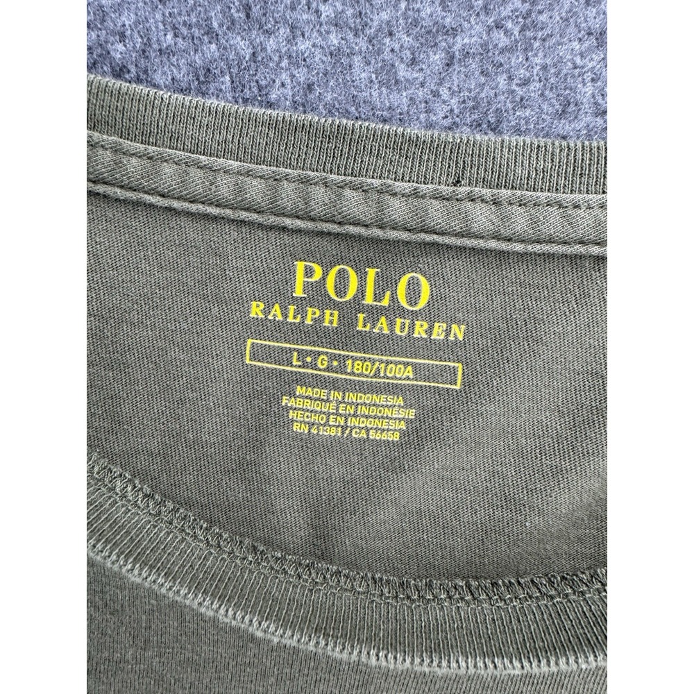Polo Ralph Lauren T Shirt Mens Size Large Military Green Long Sleeve Crewneck - Picture 4 of 16